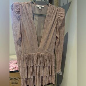 Sabina Musayev Pink Ruched Puff Sleeve Gown